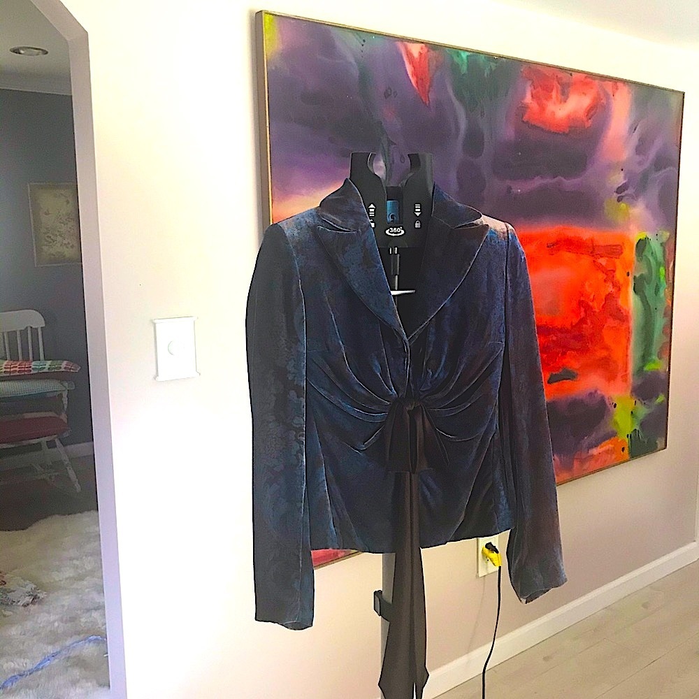 Kate Unger NY Silk Velvet Ruched Ribbon Blazer XS 90s Y2K  rayon silk